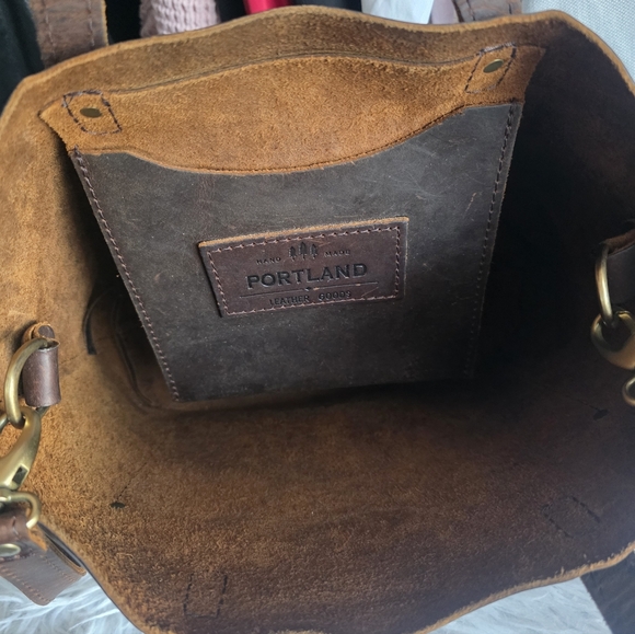 Portland Leather Goods Small Tote Brown Leather - Picture 8 of 9